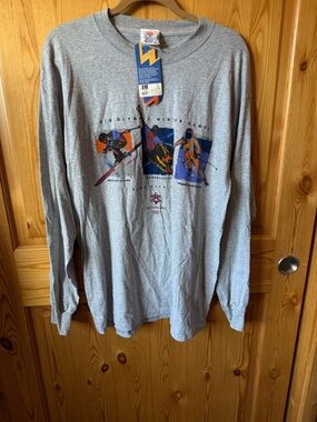 NWT 2002 Winter Olympics Salt Lake City Logo Gray Snowboard Slalom T-Shirt Men L